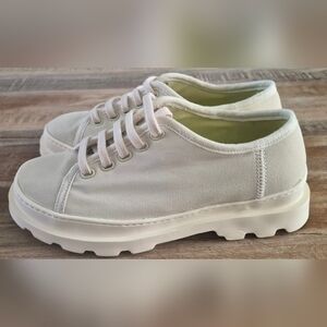 Campers Brutus White Canvas Lace Up Sneakers 1" Tall Size 6.5/37